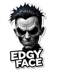 24 Edgy Face Multicolor Vinyl DTF Transfer Graphics 100% Royalty Free