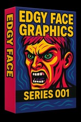 24 Edgy Face Multicolor Vinyl DTF Transfer Graphics 100% Royalty Free