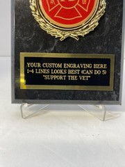 Fire Department Firefighter Award Plaque FREE Custom Engraving „Support the Vet“