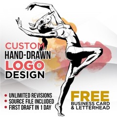 CUSTOM HAND-DRAWN LOGO DESIGN – PROFESSIONAL SERVICE! – FREE BUSINESS CARD!