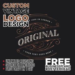 CUSTOM VINTAGE LOGO DESIGN – PROFESSIONAL SERVICE! – FREE BUSINESS CARD!