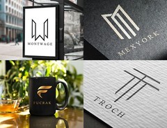 Modern minimalist signature monogram professional logo design and business card