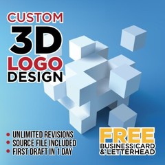 CUSTOM 3D LOGO DESIGN – PROFESSIONAL SERVICE! – FREE BUSINESS CARD & LETTERHEAD!