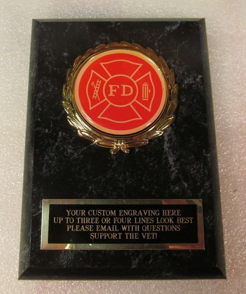Fire Department Firefighter Award Plaque FREE Custom Engraving „Support the Vet“