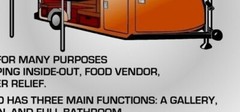 17′ Recreational Vehicle design with bathroom, large kitchen, and dinette.