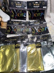 5 HAPPY NEW YEAR Banners 9’ And 4 Gold, Silver Large Balloons All Brand New