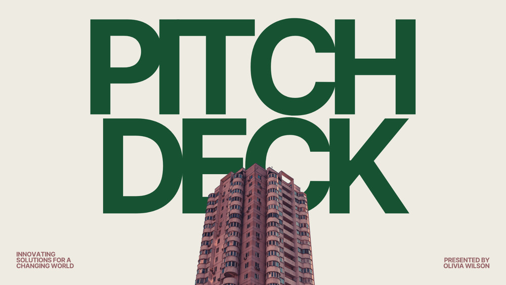 graphic design template pitch deck green pink presentation