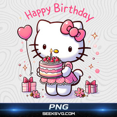 Hello Kitty Birthday PNG – Cute Kitty with Cake, Gifts, Balloons & Kawaii Party